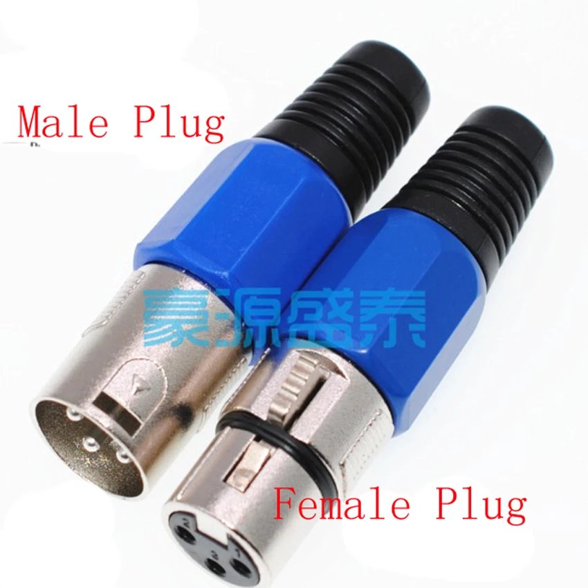 

5Pair/Lot XLR Audio Female/Male Plug Connector 3-Poles 3Pin Blue Plastic MIC Adapter For Microphone