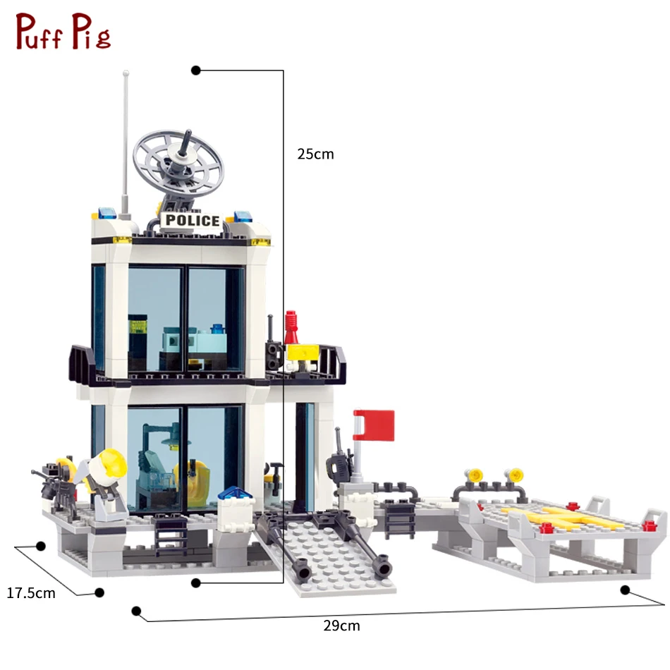 536 шт. полицейский участок море тюремные фигурки строительные блоки Военный