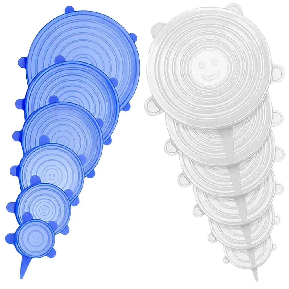 12 шт. в упаковке Кухня Крышки Чаши многоразовые Еда крышка эластичный силикон