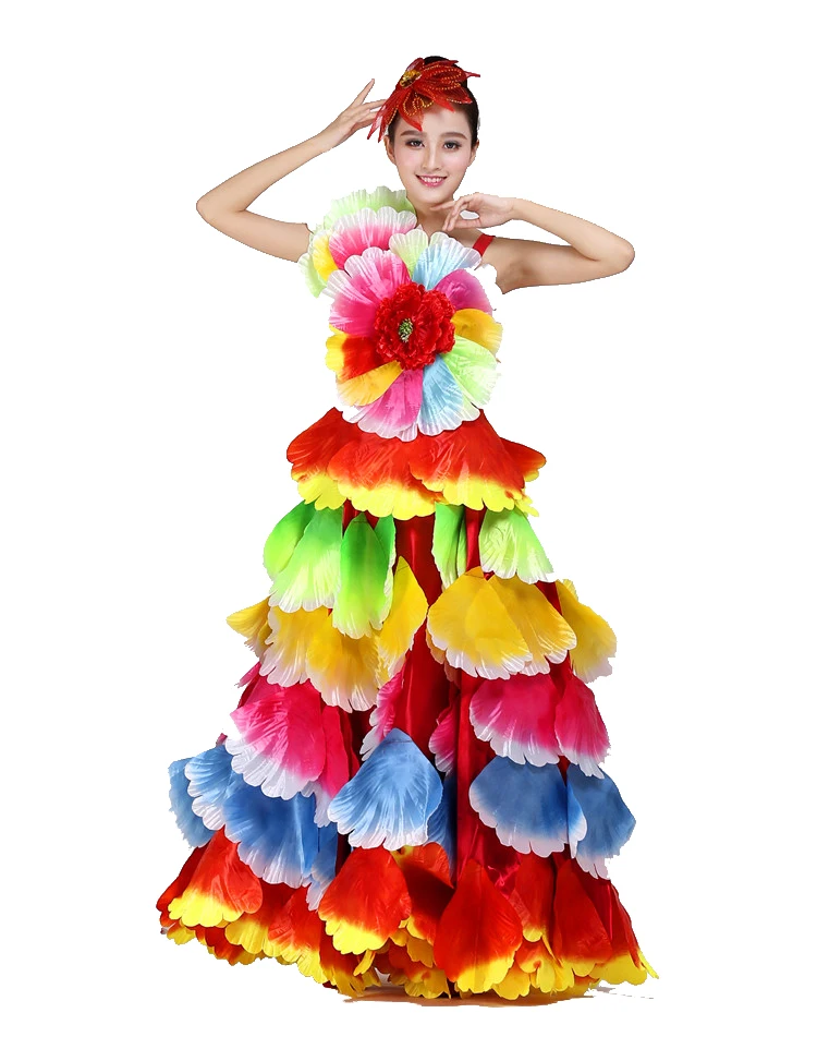 Фламенко для танцев на заказ испанское платье юбка с лепестками цветов Одежда