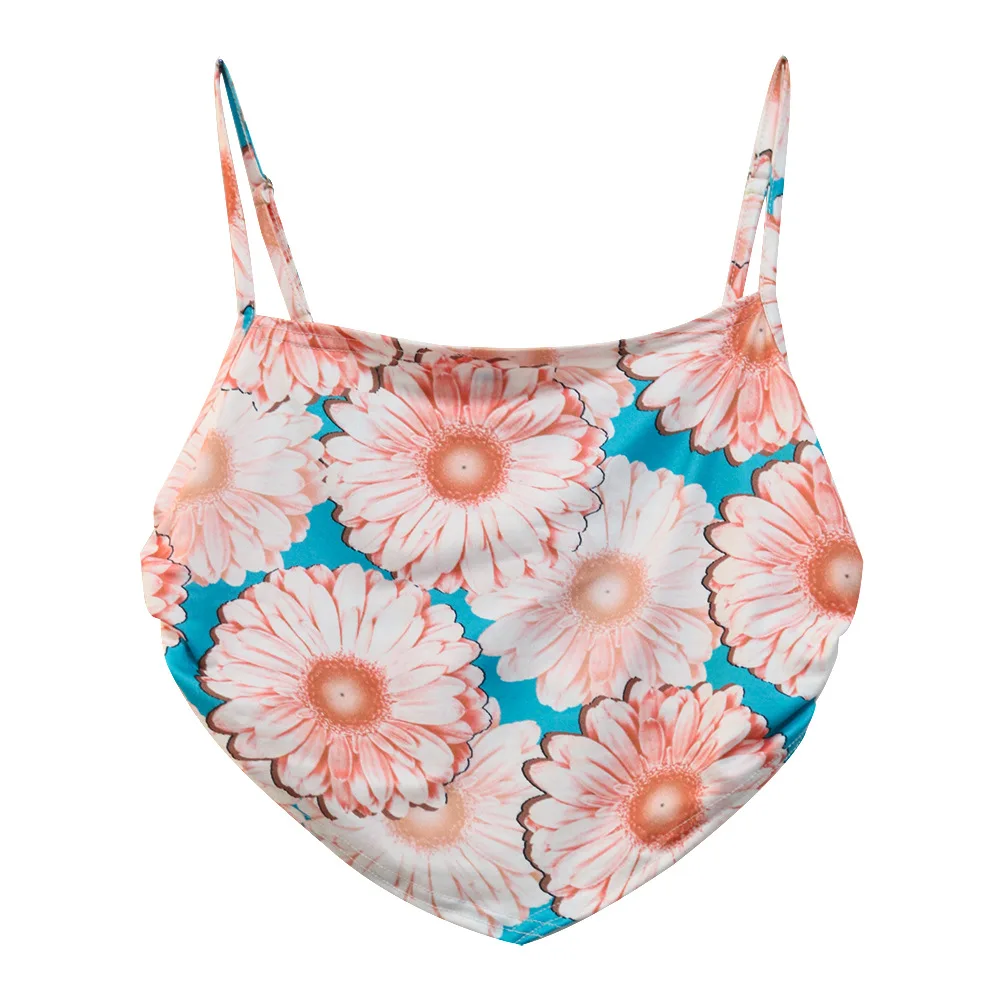 

Eversea Summer Women's new cashew flower halter vest navel flower print top