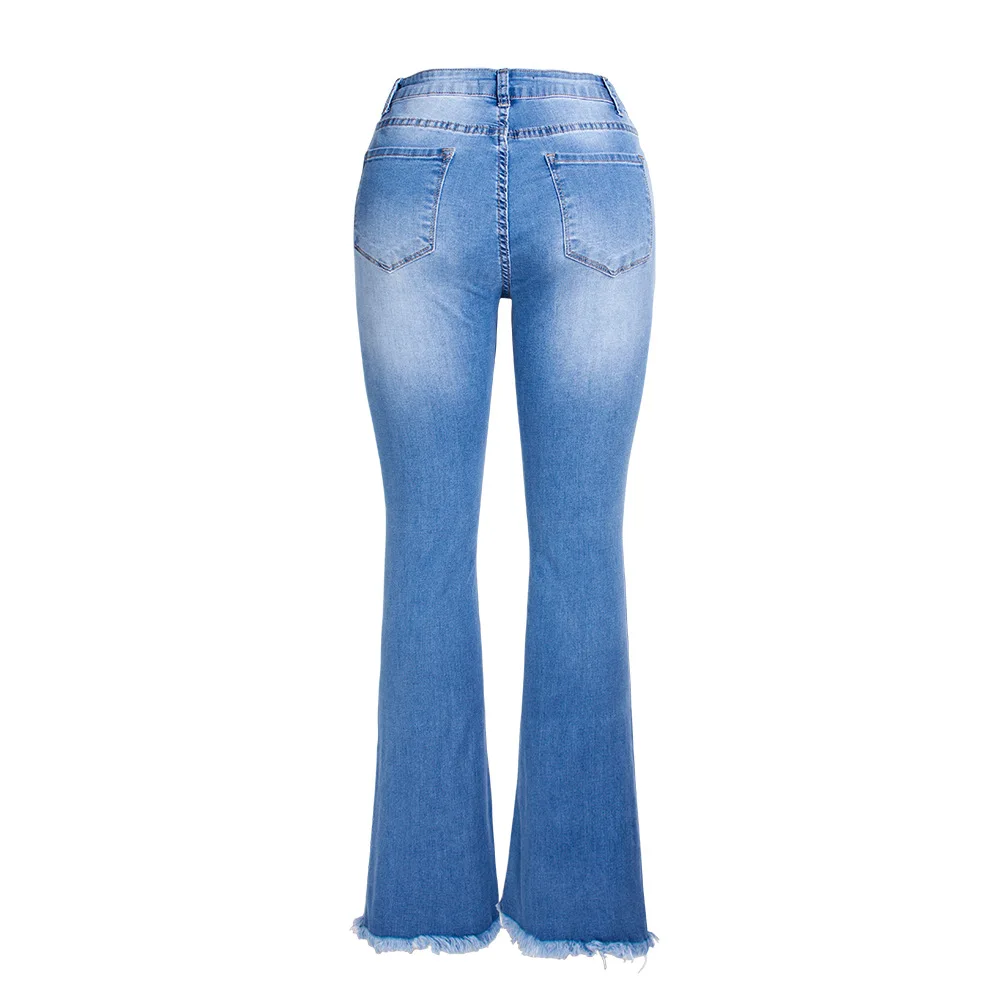 

2020, Spring And Summer New Denim Trousers Women'S Rivet Rivet Slit Horn Jeans