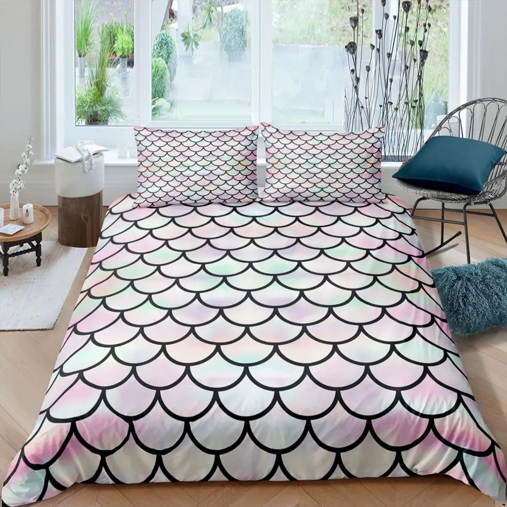 Комплект постельного белья с пододеяльником и 3D-принтом русалка | Дом сад