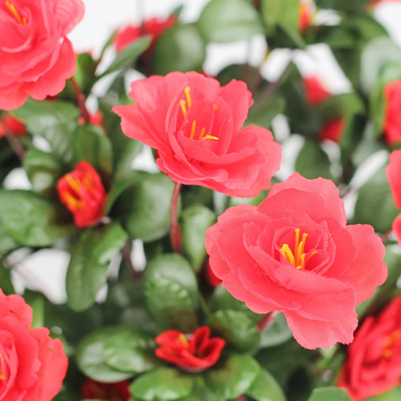 

7 branch/bouquet Artificial Red Azalea Flowers Bushes Wedding Home Garden Fake Flowers Decoration