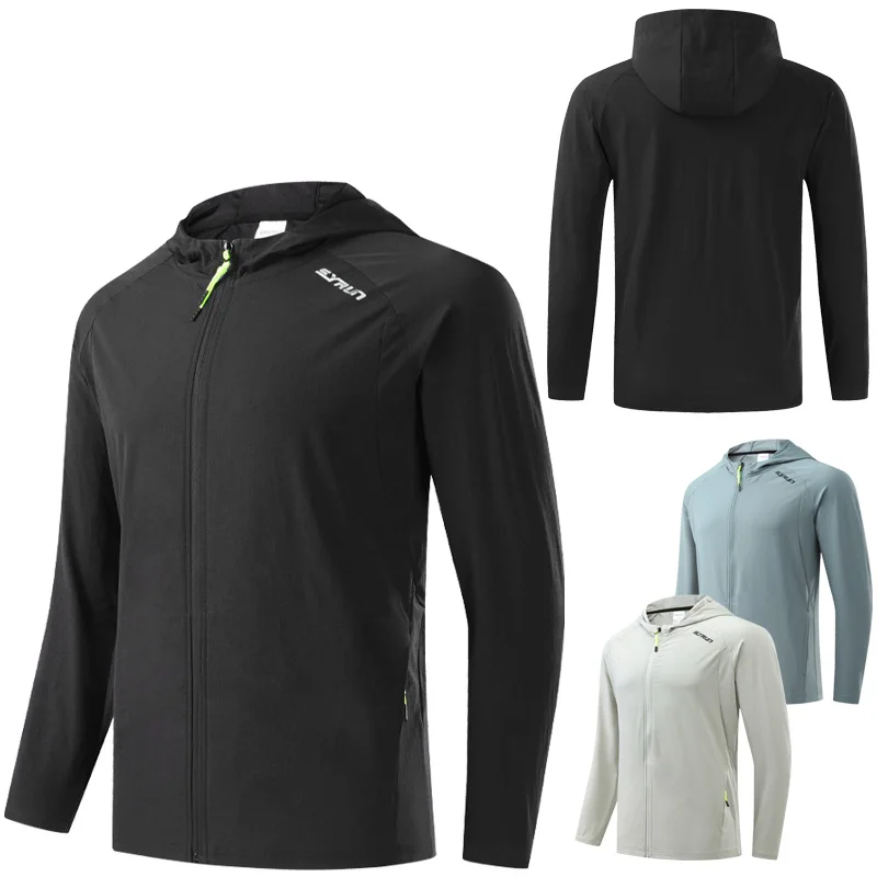 Men Running Jackets Casual Zipper Solid Color Hoody 2021 Autumn Outdoor Sports Fitness Camping Hiking Coats Training Hoodies