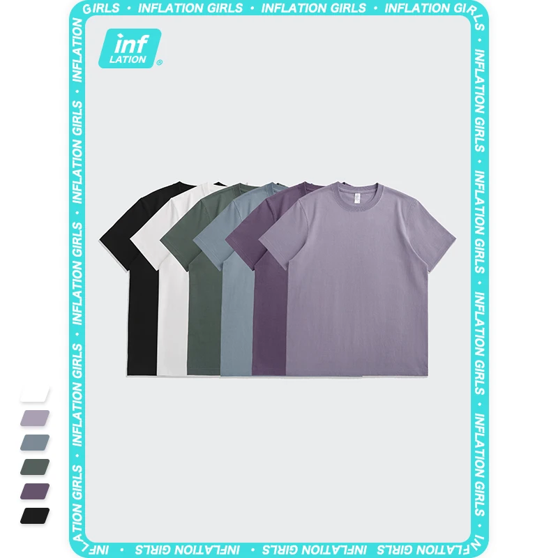 

INFLATION 265G Blank Tshirts Woman Summer Regular Basic Plain Slim Fit T-Shirts Female Casual Short Sleeve T-shirts Woman