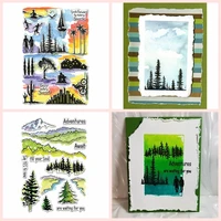 nature scene clear transparent stamps mountains trees sunset walking boating pattern diy scrapbooking craft paper cards 2020