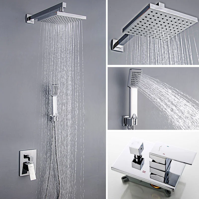 Bathroom suite 8 Polegada top square spray hidden shower ceiling in wall mixer tap | Обустройство дома