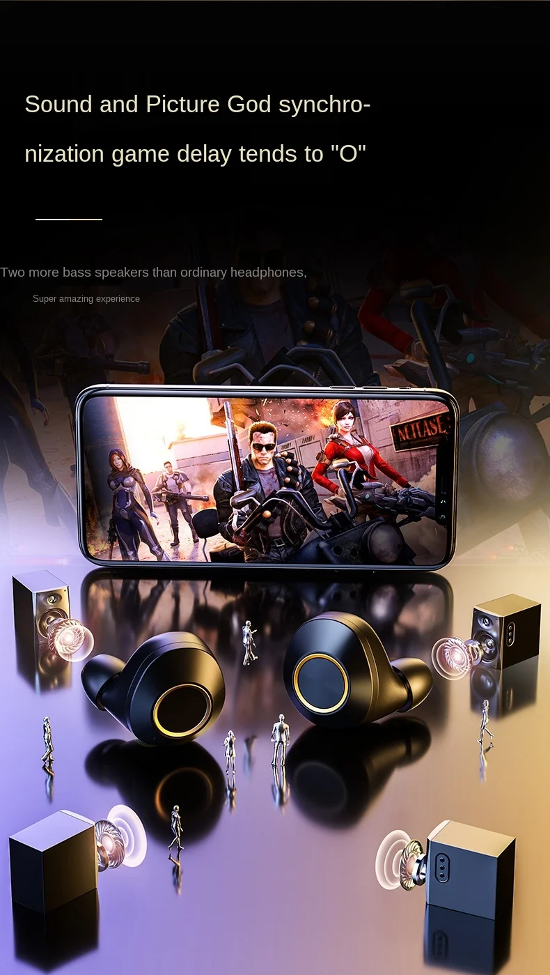 

Universal Jinyin Bluetooth Headset Wireless in-Ear Binaural Noise-Canceling Ultra-Long Life Battery Standby Apple Mini Invisible