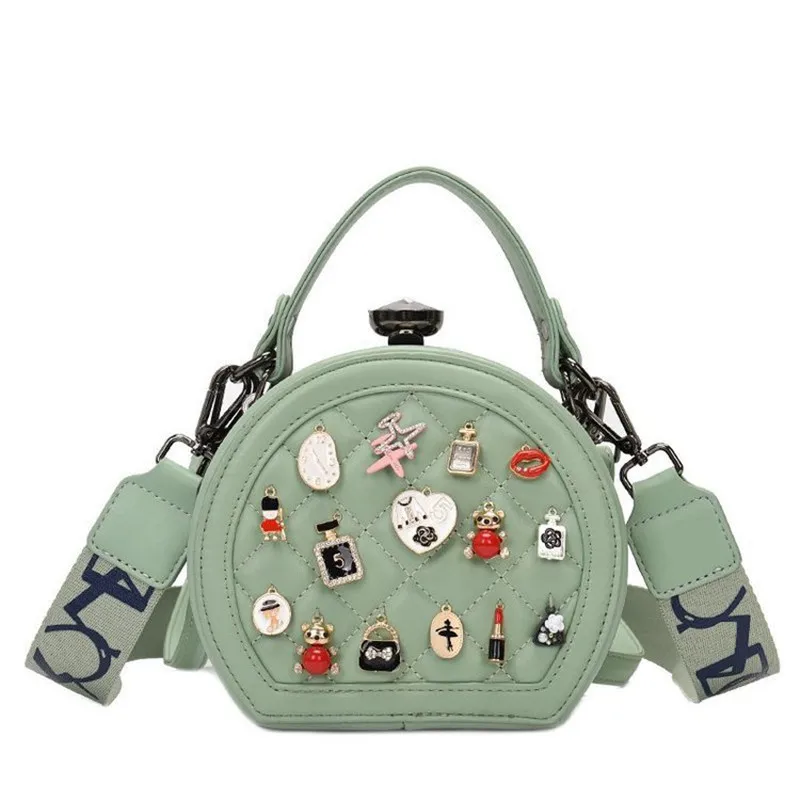 

2021 new small round bag PU texture fashion western trend decoration single shoulder messenger bag