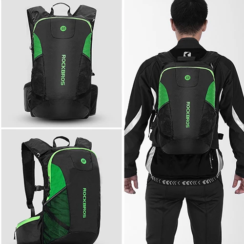 Green Bike Bag Rockbros непромокаемая велосипедная сумка, велосипедный Рюкзак высокой емкости, Ультралегкая велосипедная сумка, дышащий рюкзак для альпинизма, пешего туризма, велоспорта - Цвет: Green Bike Bag