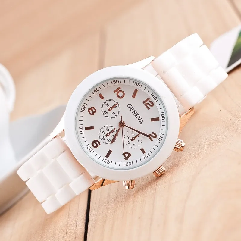 

New Famous Brand Woem Rosy Gold Geneva Casual Quartz Watch Men Silicone Watches Relogio Feminino Children Jelly Wristwatches Hot