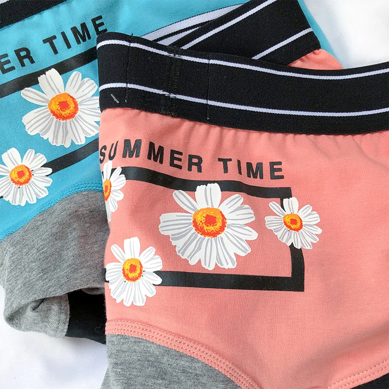 

3 Pieces Men Underwear Boxer Cotton Breathable Mens Boxer Shorts Flower Print Men Panties Trend Mid Waist Underpants 2020 New