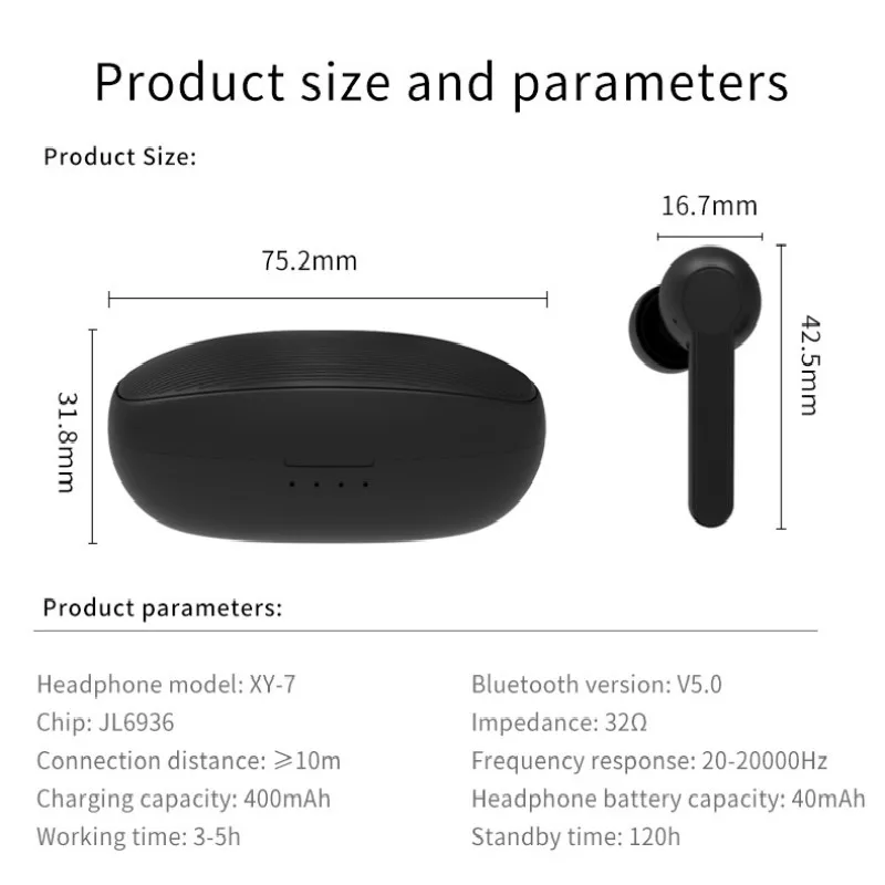 

TWS XY-7 Mini Bluetooth Earphones Sport Sports intelligent noise reduction earphone with Charging Box intelligent Phone