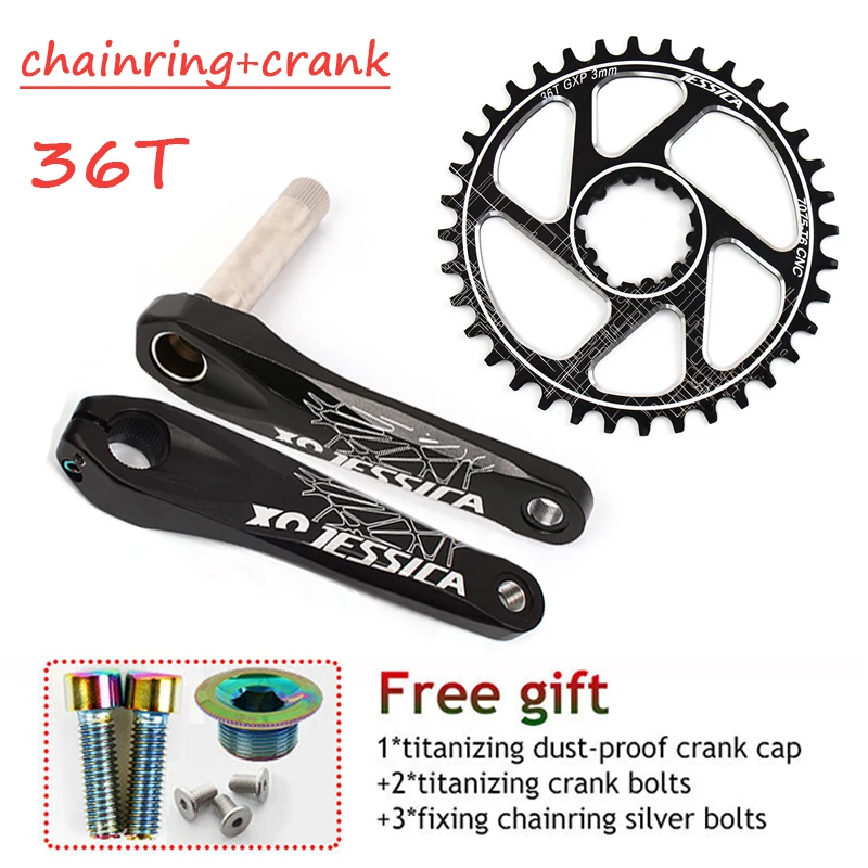 crank chainring-36t Джессика GXP система велосипеда узкая широкая цепь из колец Цепь 32/34/36/38T передняя Звездочка Алюминий 170 мм MTB велосипедный Кривошип дорожный велосипед 3 мм смещение брелок для ключей - Цвет: crank chainring-36t