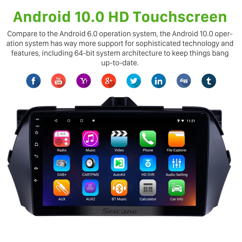 Seicane Android 10 0 ОЗУ 2 ГБ Автомобильный GPS навигатор головное устройство для 2016 Suzuki Alivio