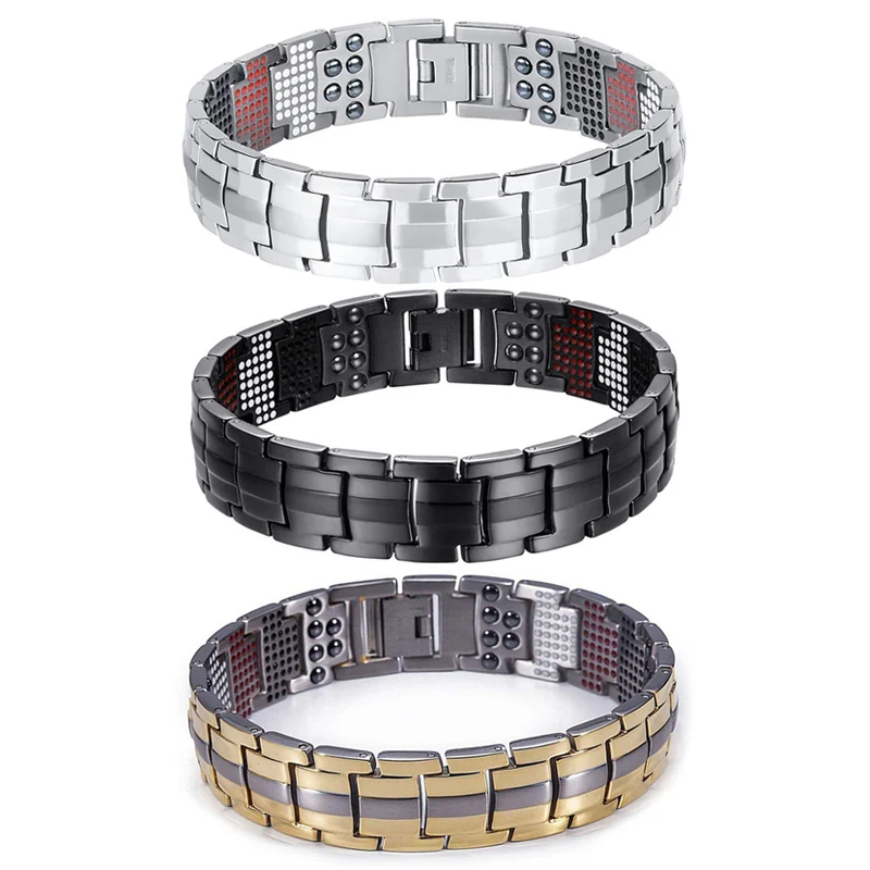 Модный Гальванизированный черный 4-в-1 Анионный магнитный браслет 591 элементов