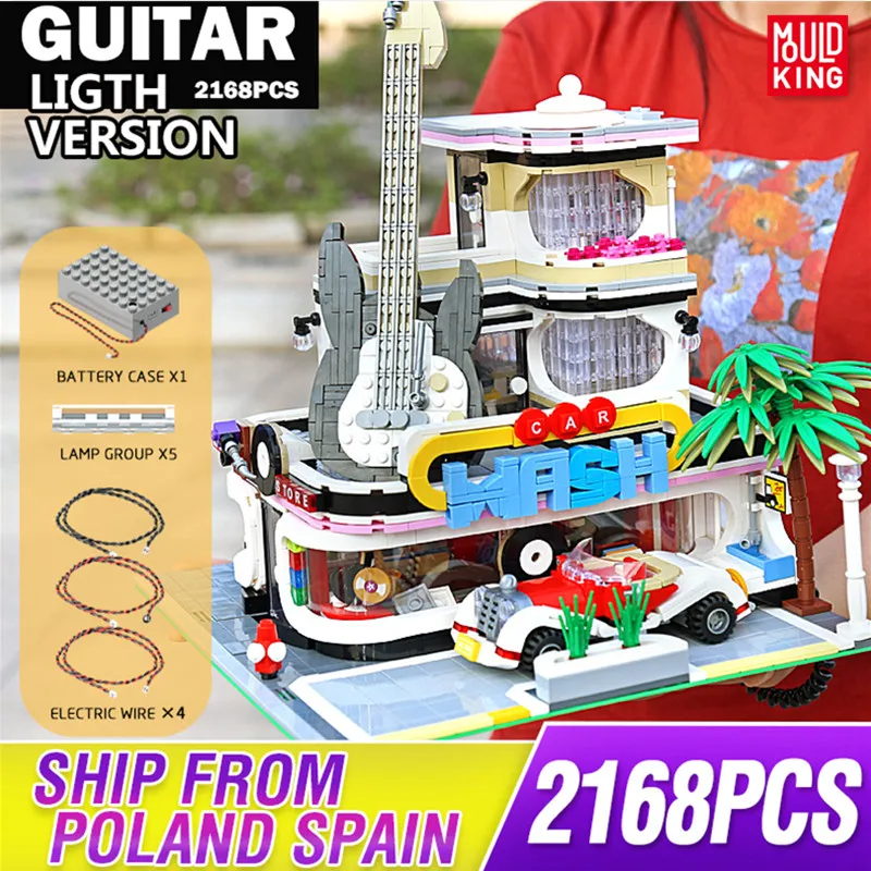 

Mould King MOC Streetview Downtown Diners Guitar house Street View Model Building Blocks Bricks Kids Educational Toys Gifts
