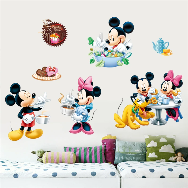 Disney Mickey Minnie Mouse Pluto Cooking Wall Stickers Home Decor Living Room Cartoon Decals Pvc Mural Art Diy Posters | Дом и сад