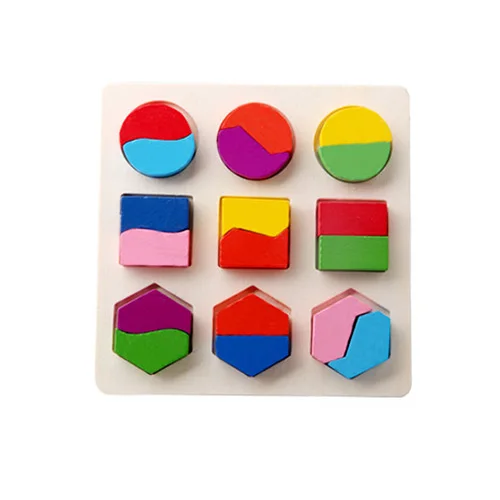02 1 Set Baby 3D Wooden Puzzles Toy Learning Geometry Color Cognition Montessori Educational Kids Toys for Children Play Games Gift - Цвет: 02
