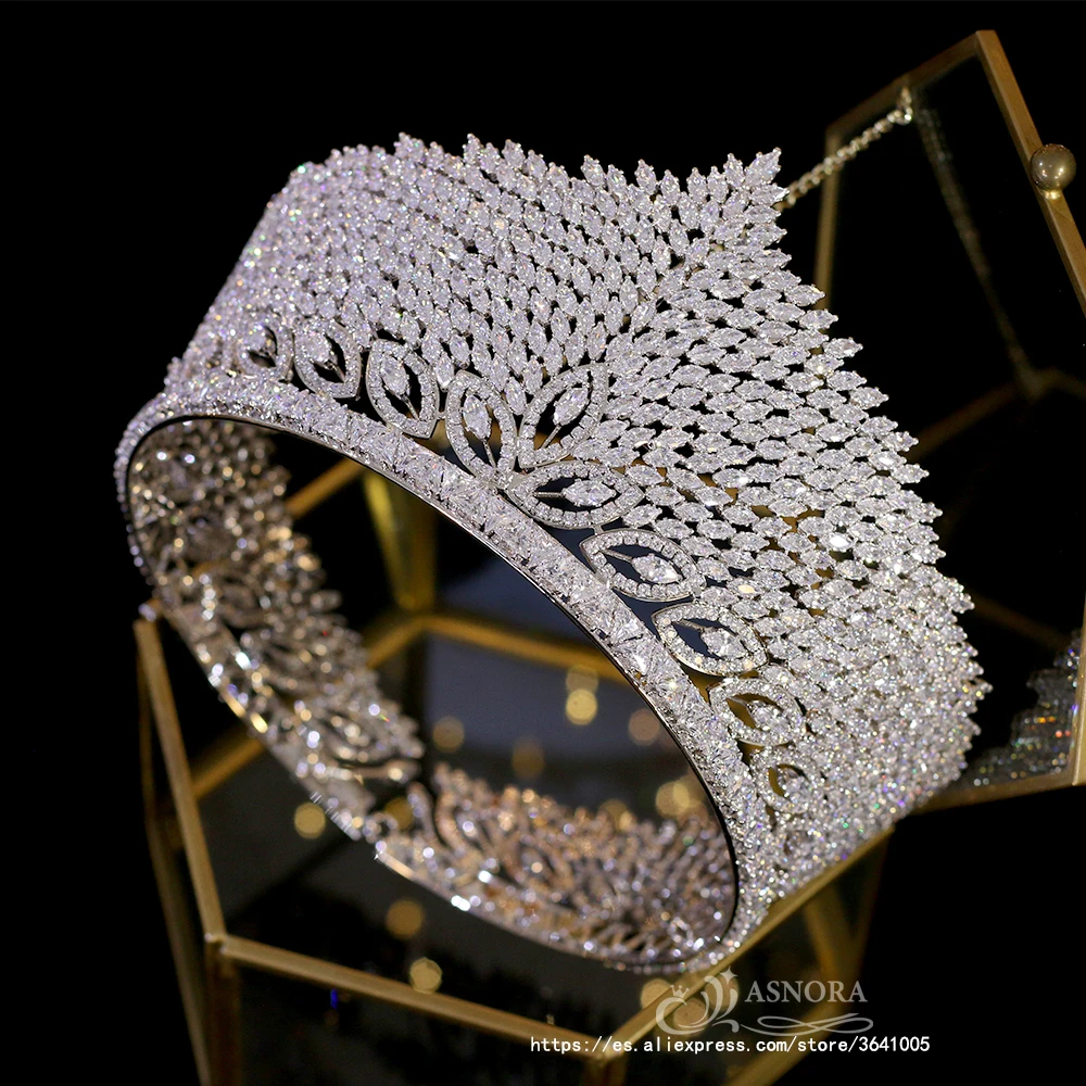 Новая роскошная циркониевая корона большая круглая свадебная тиара в