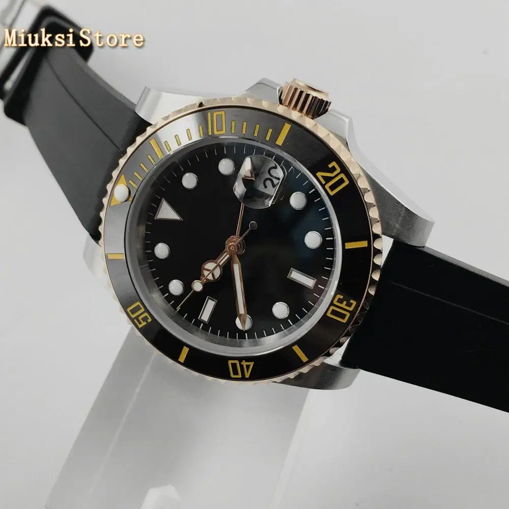 40mm Bliger mens top watches sapphire glass ceramics bezel black sterile dial GMT date window automatic watch | Наручные часы