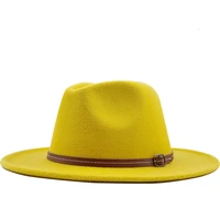 new women men winter wool fedora hat with leather ribbon gentleman elegant lady autumn wide brim jazz church panama sombrero cap