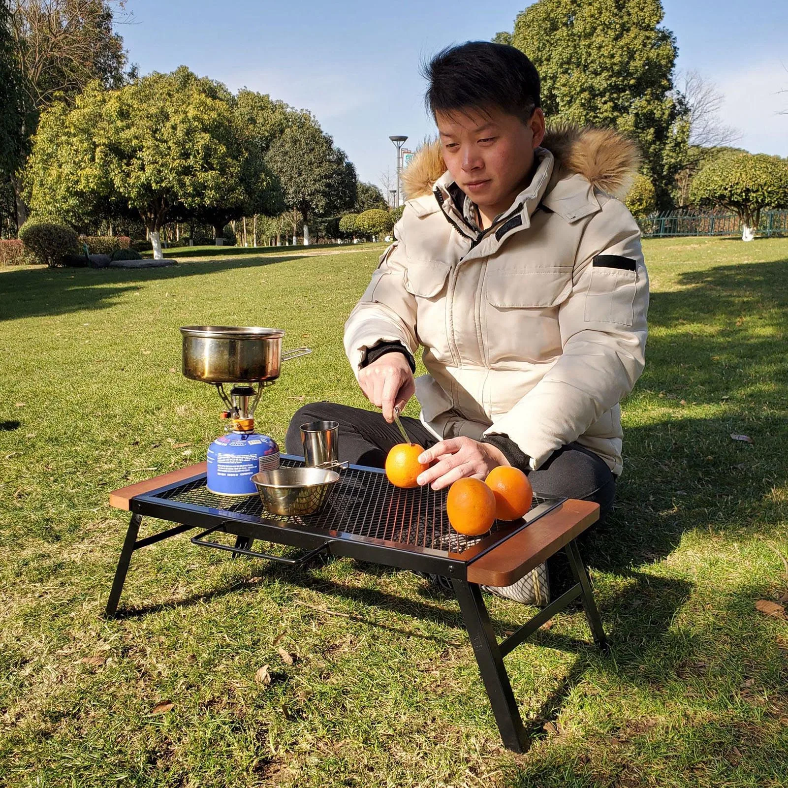 

Portable Folding Mesh Table Cutlery Table Barbecue Iron Table Anti-scalding Camping Outdoor Cooking Rack Barbecue Accessories