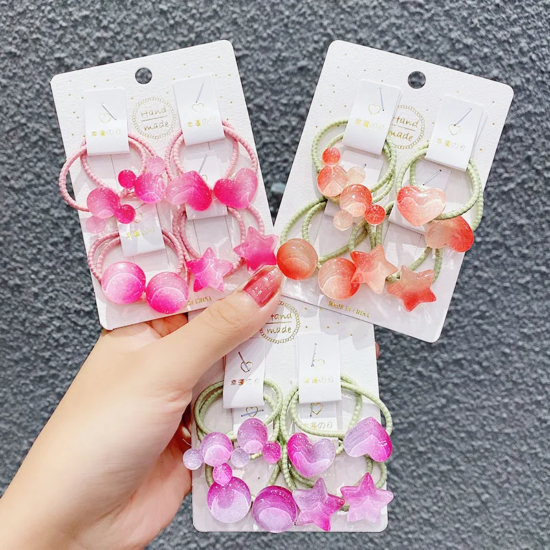 8 шт./компл. новые милые эластичные повязки для волос с красочными сердечками и