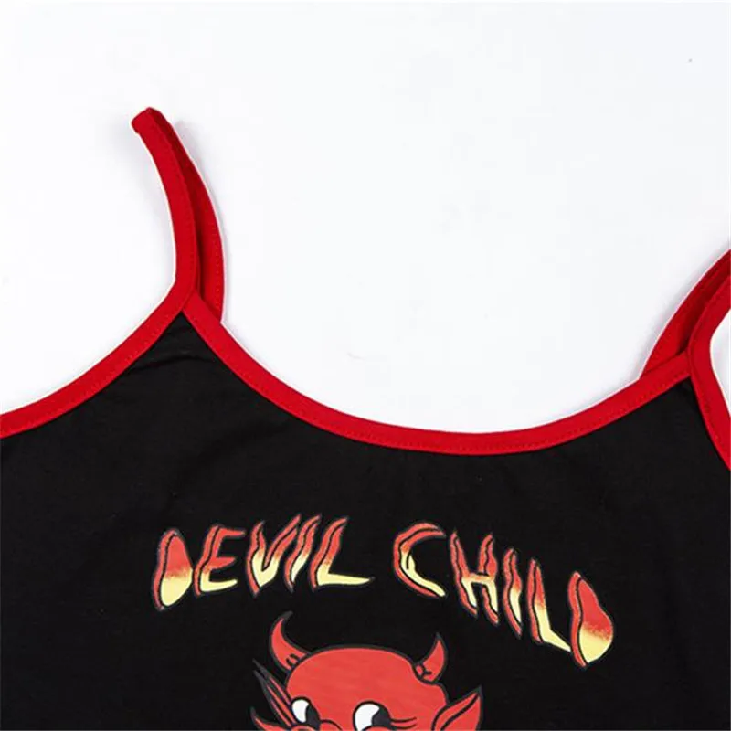 Женский короткий жилет с принтом маленького дьявола летняя повседневная
