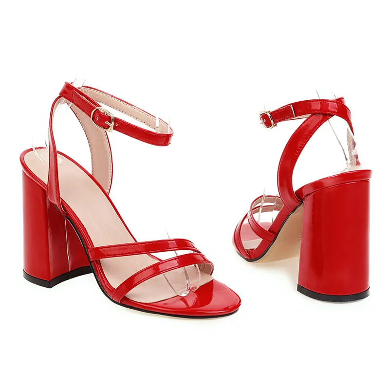 Meotina/Летние босоножки женская обувь из лакированной кожи на квадратном каблуке с