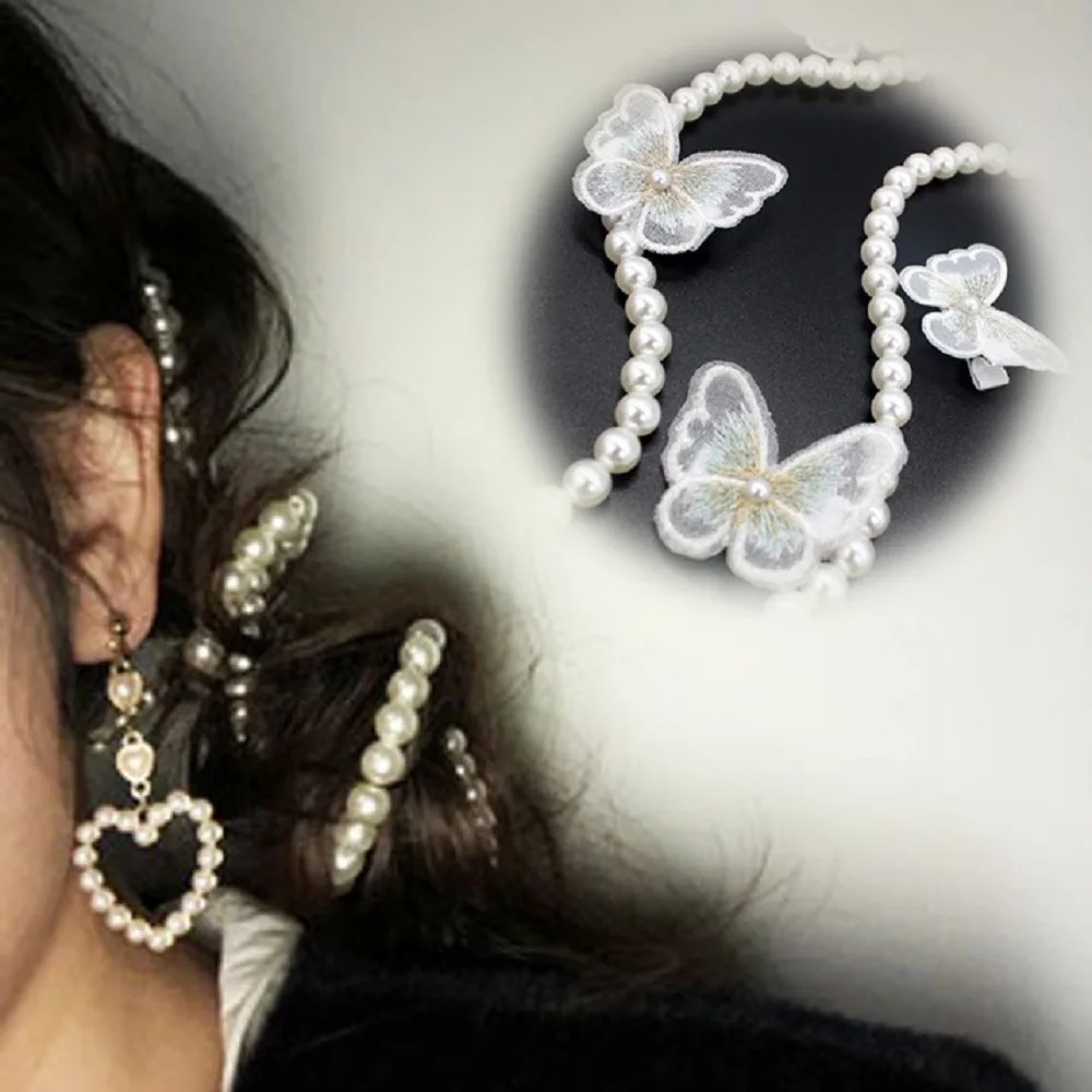 Новое поступление заколка для волос с жемчугом на длинной цепочке зажим женская