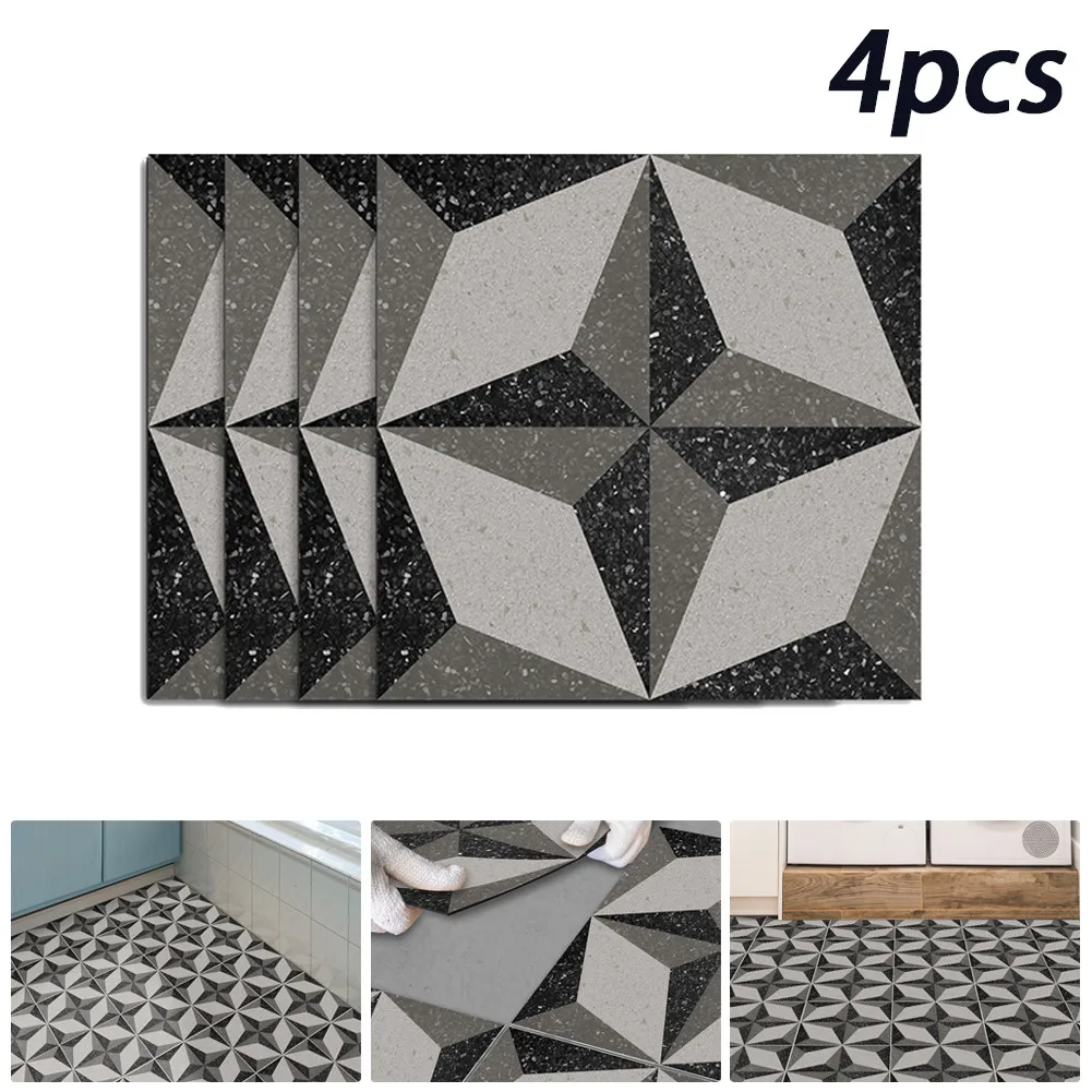 

4Pcs 30*30CM 1.8MM PVC Floor Sticker Decal SelfAdhesive Home Decor Waterproof Cupboard Room Decoration Sticky Paper Decal