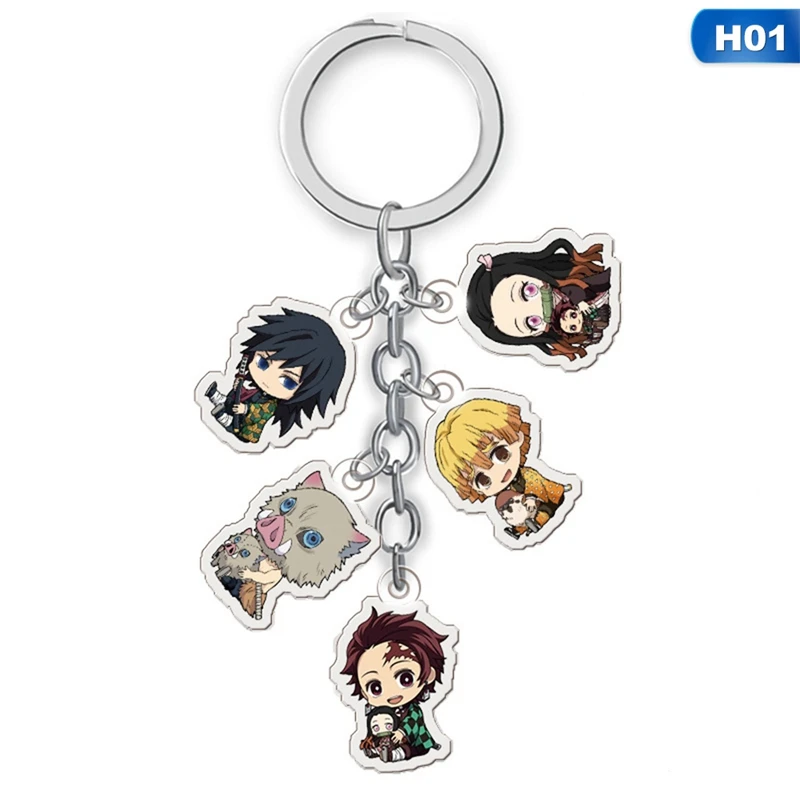 KEY4342H01 Аниме Demon Slayer: Kimetsu No Yaiba брелок мультфильм фигурка кулон брелок подарки - Цвет: KEY4342H01