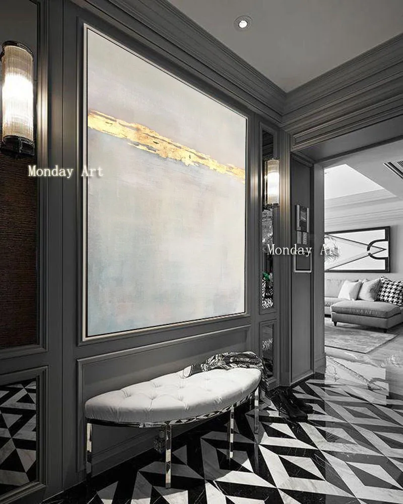 

Handmade Elegant Abstract Painting Large Golden Painting Texture Art Oil Painting Living Room Corridor Decoration