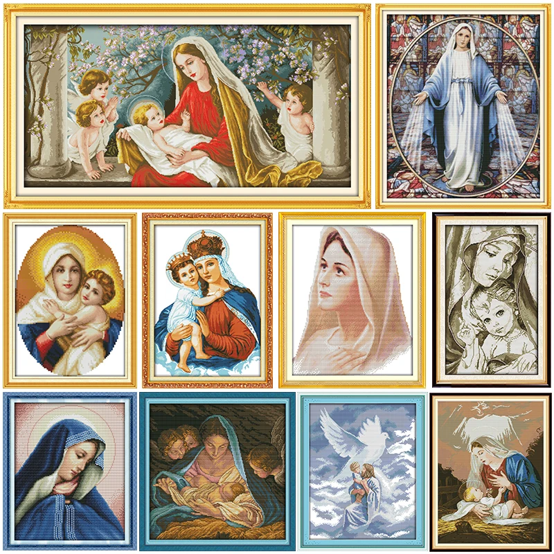 

Cross Stitch Kit Joy Sunday Virgin and Child Stamping Printing 11CT 14CT Counting Printed Craft Embroidery Sewing Decor Gift Set