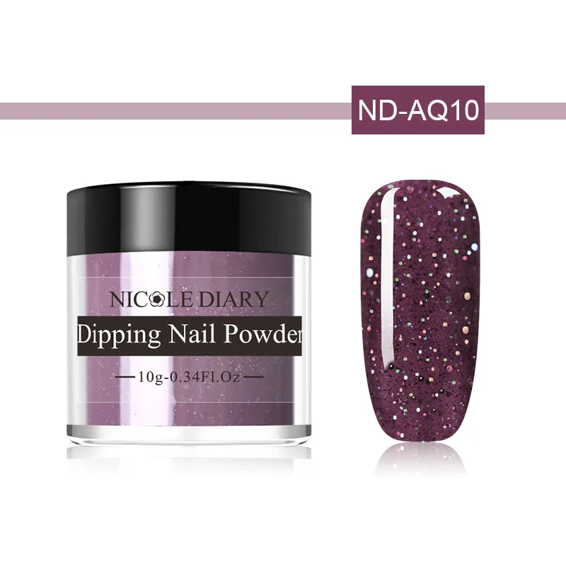 ND-AQ10 NICOLE DIARY 10 г Dip набор пудры для ногтей голографические блестки окунание порошок для ногтей сверкающий дизайн ногтей украшение без УФ лампы лечения - Цвет: ND-AQ10