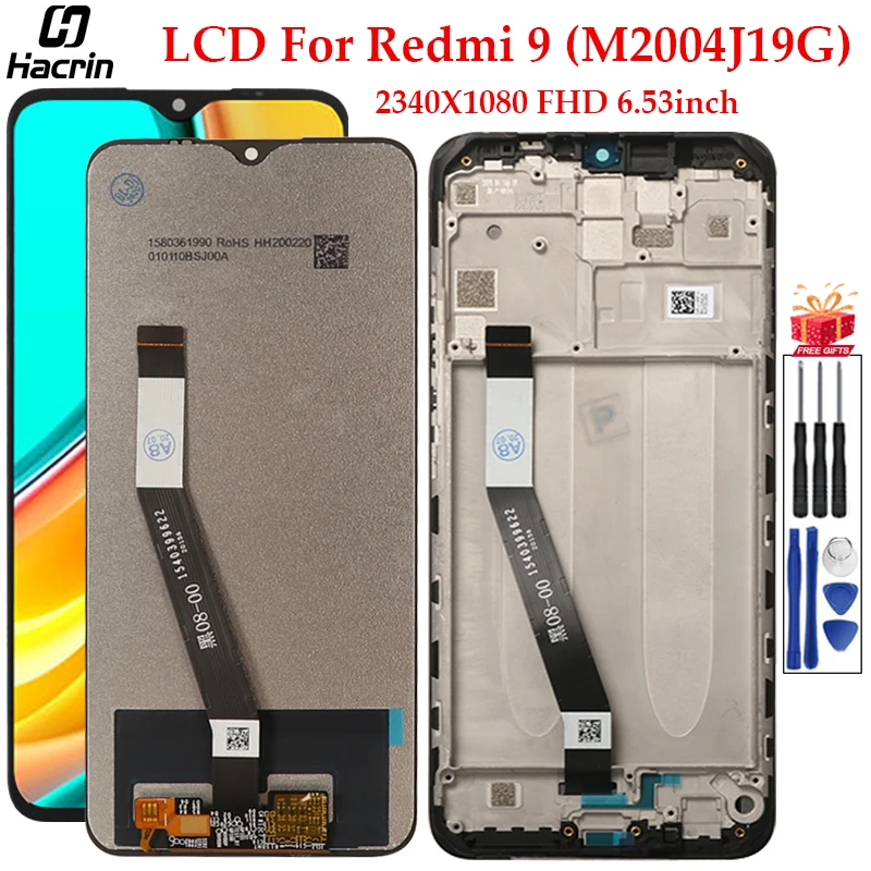 

Дисплей для Xiaomi Redmi 9, ЖК-дисплей с сенсорным экраном и рамкой, дигитайзер в сборе, сменный дисплей для Redmi 9, ЖК-экран