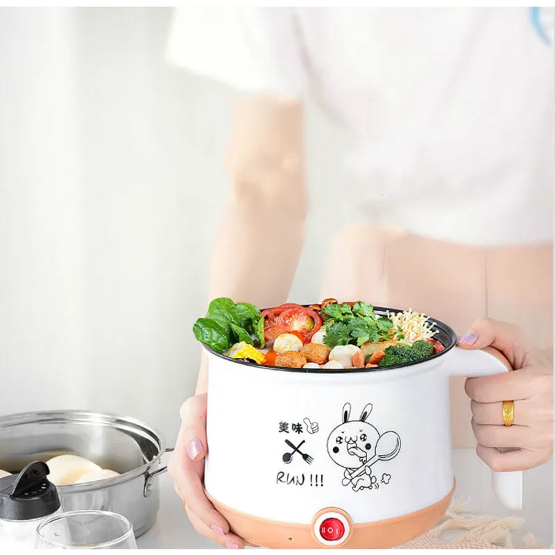 

Multi-Function Electric Cooker Non-stick Multicooker Mini Low Power Small Electric Cooker For Travel Rabbit Pattern 1.8L