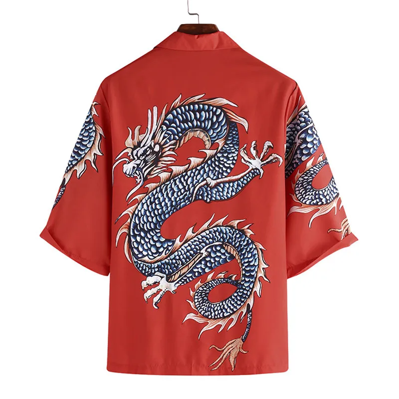 

Womens Dragon Print Chiffon Shirt Summer Loose Casual Blouses Ladies Clothing Tops Plus Size Tunic Chinese Style