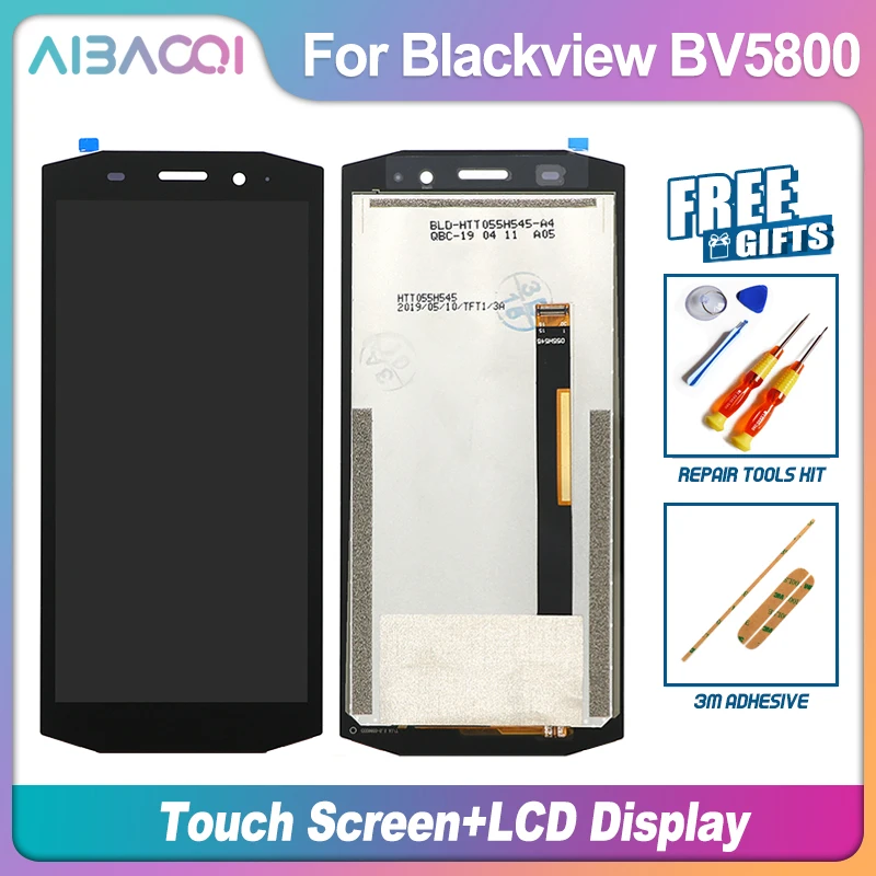 AiBaoQi-pantalla t&aacute;ctil de 5,5 pulgadas, reemplazo de montaje de pantalla LCD de 1440x720 para tel&eacute;fono Android 8,1 Blackview BV5800/BV5800 Pro-0