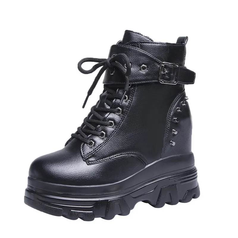 Повседневные женские ботильоны сезон осень высокие кроссовки с заклепками на