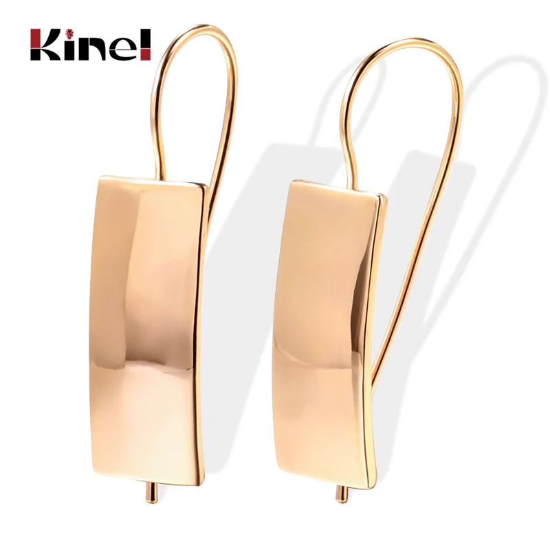 Kinel-pendientes largos y brillantes para mujer, aretes colgantes clásicos de oro rosa, joyería