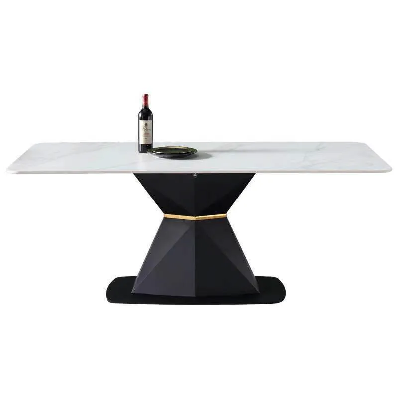 

Light luxury rock slab household small rectangular dining table
