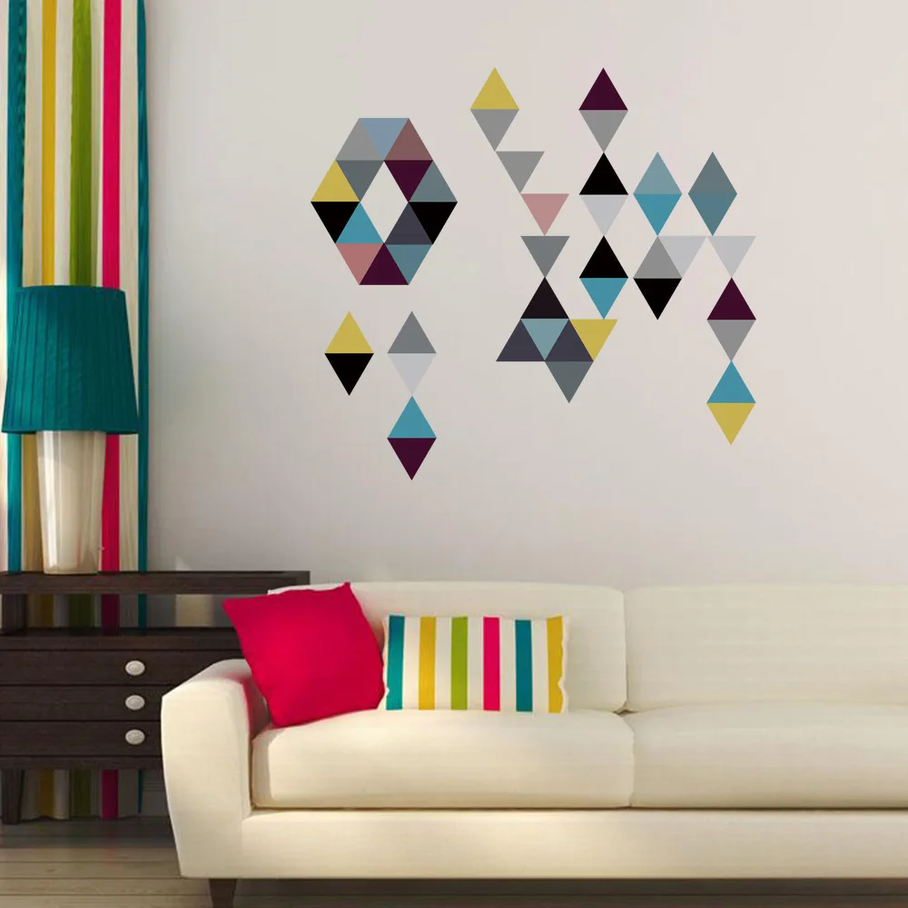 45 шт цветные треугольные настенные наклейки для детей Детская комната постер