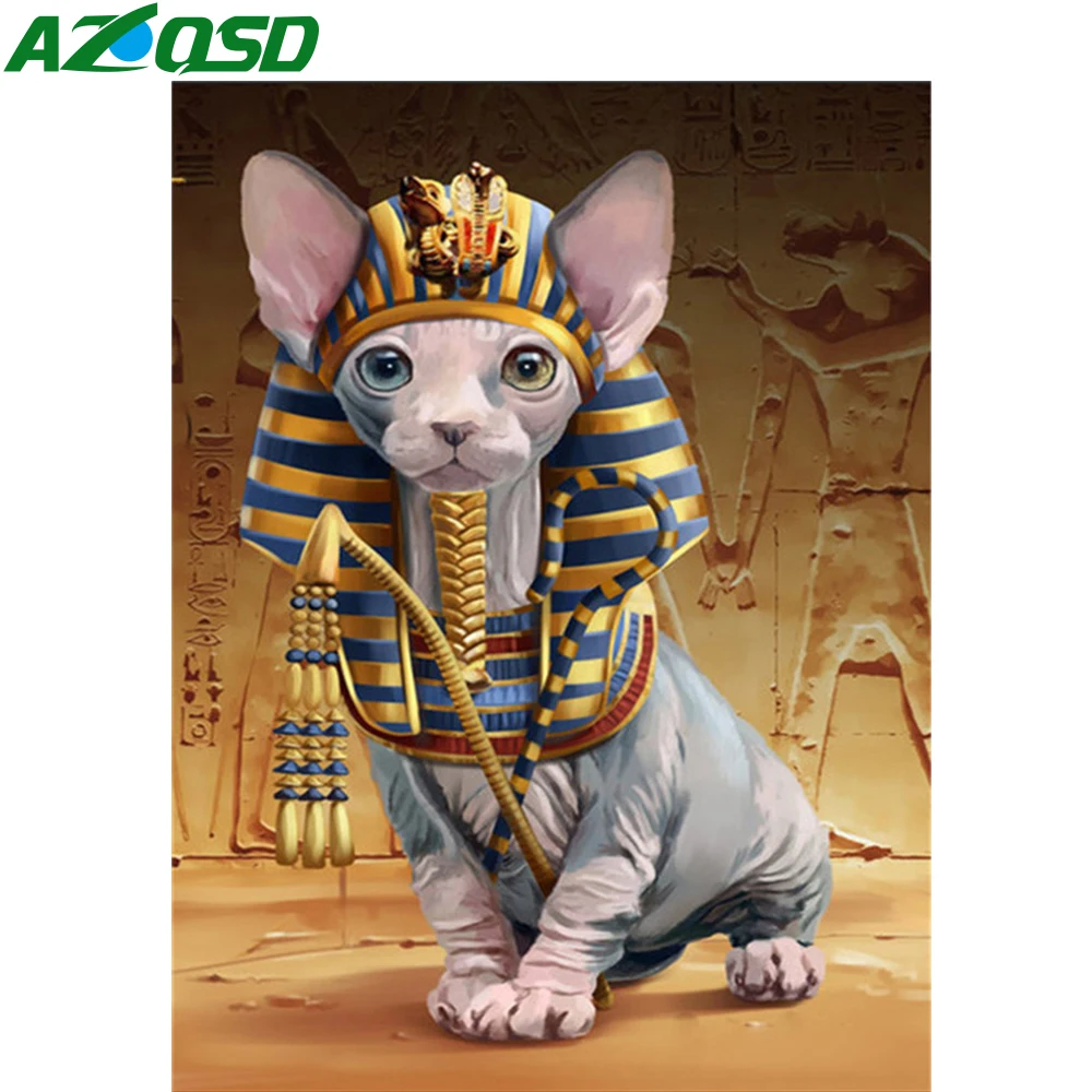 Набор для вышивки крестиком AZQSD 5D с изображением кота Египта алмазная вышивка