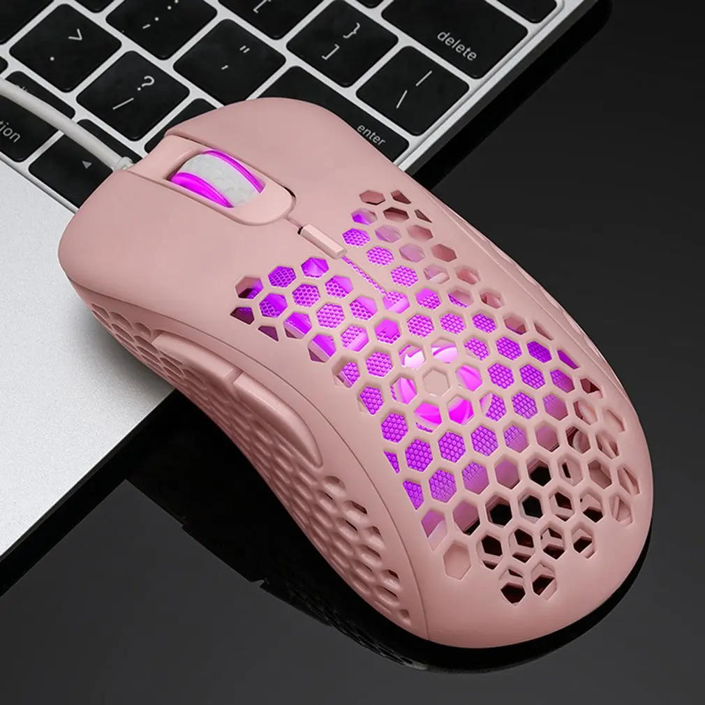 

V18 Gaming Mouse Cable Hollow out Porous Honeycomb Lightweight Colorful Glare Electric Gaming Mouse For PC