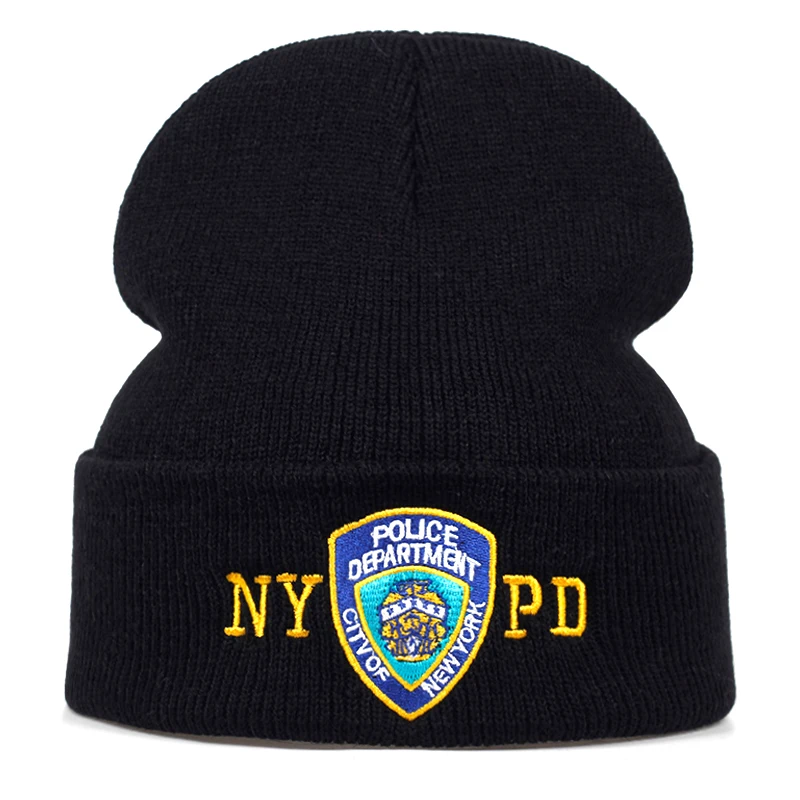 NYPD Police зимние теплые Skullies Beanies мужские толстые шапки бини мужская уличная спортивная шапочка в стиле кэжуал шапка двухслойная вязаная шапка