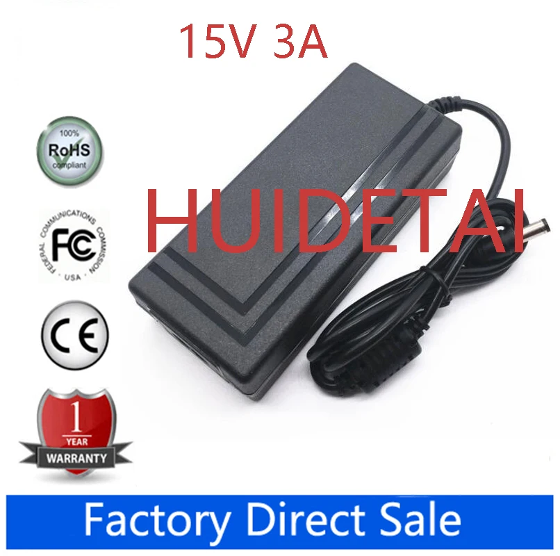 

High quality AC 100V-240V DC 15V 3A 5.5*2.5mm Switch AC DC Power Supply Adapter Wall Charger