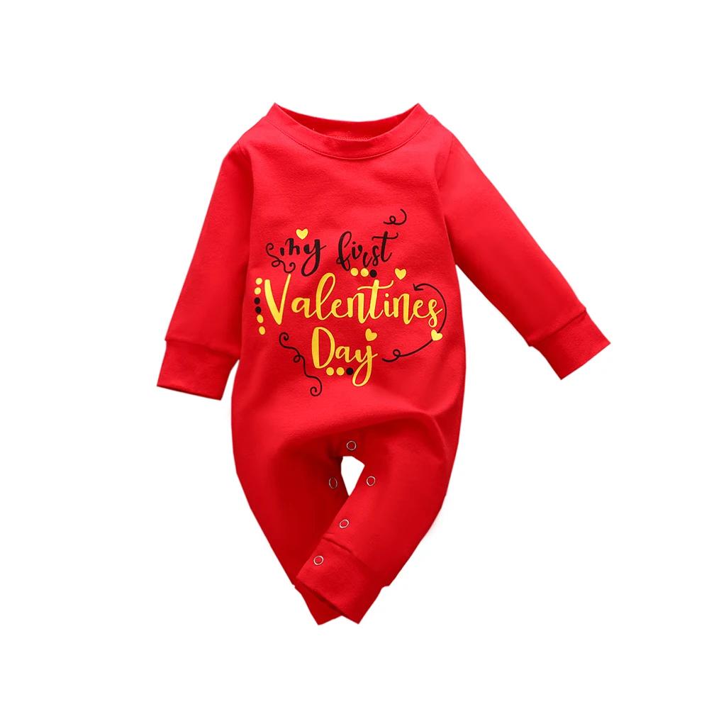 CYSINCOS 2020 Spring New Valentines Day Baby Boys Girls Romper Long Sleeves Infant Newborn First Letter Printed Clothes Red | Детская